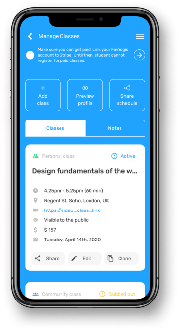 FavYogis phone mockup