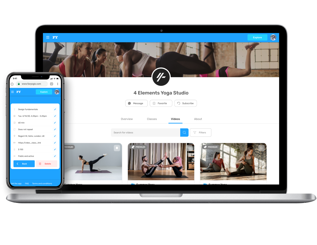 FavYogis web and mobile app